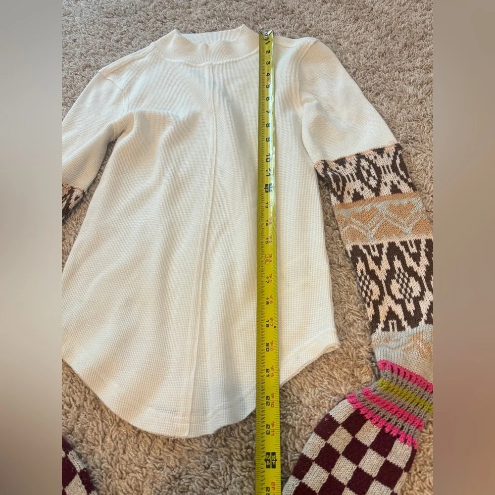 Free People Gorgeous Cuff Top in Ivory Combo Size XS - Picture 12 of 12